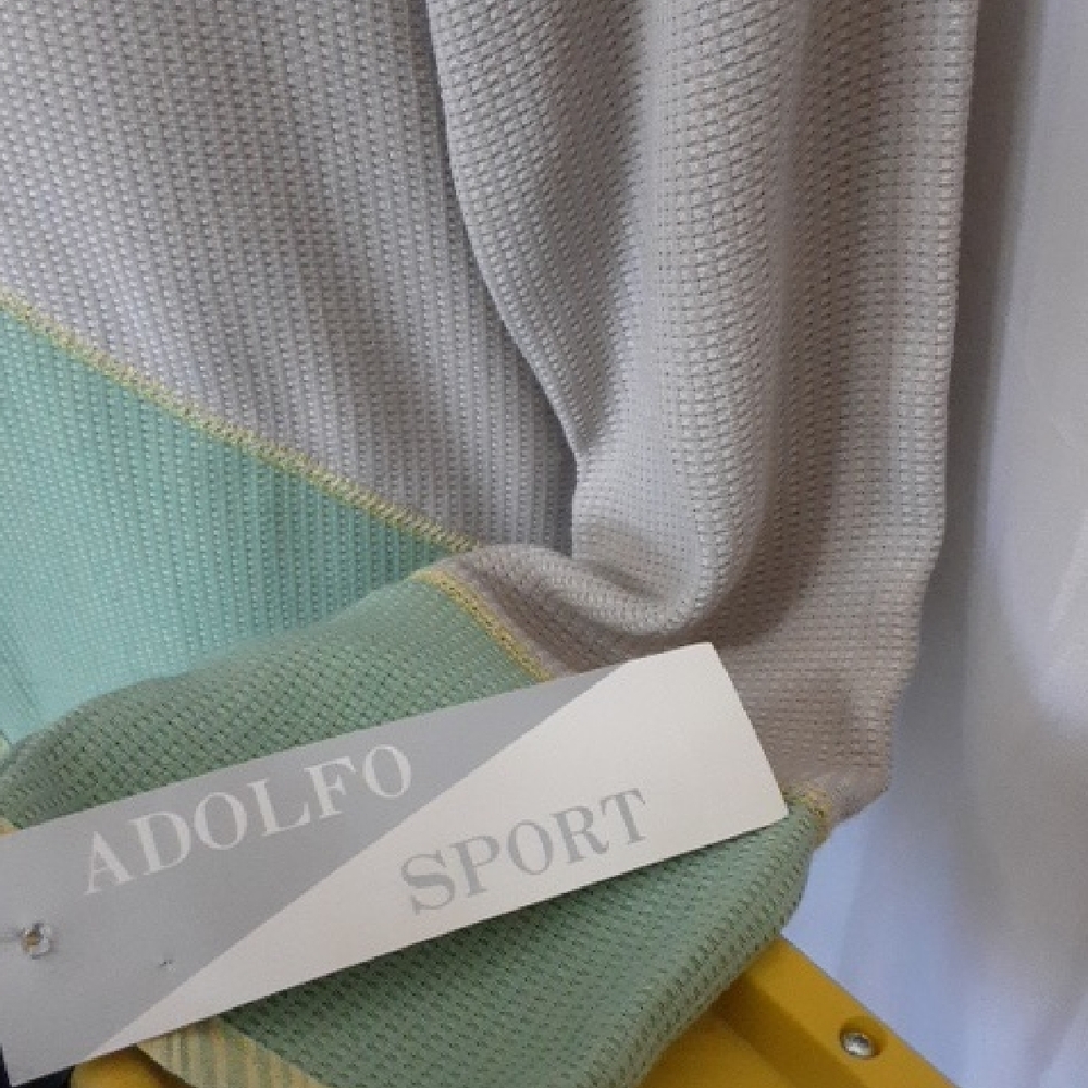 Adolfo Colorblock Knit Cardigan in Sage, Yellow & Taupe - Picture 2 of 6